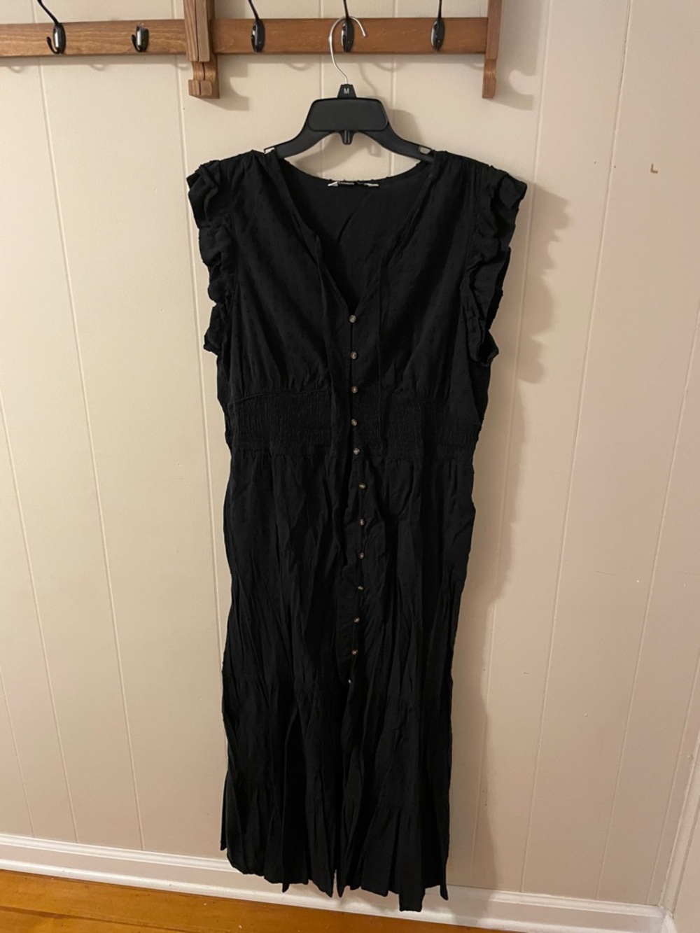 Sonoma Black Button-Front Ruffle Sleeve Dress